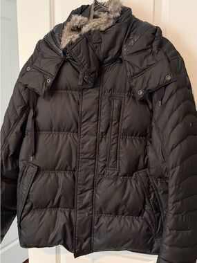 Marc NY - Black Puffer Jacket with Faux Fur Trim